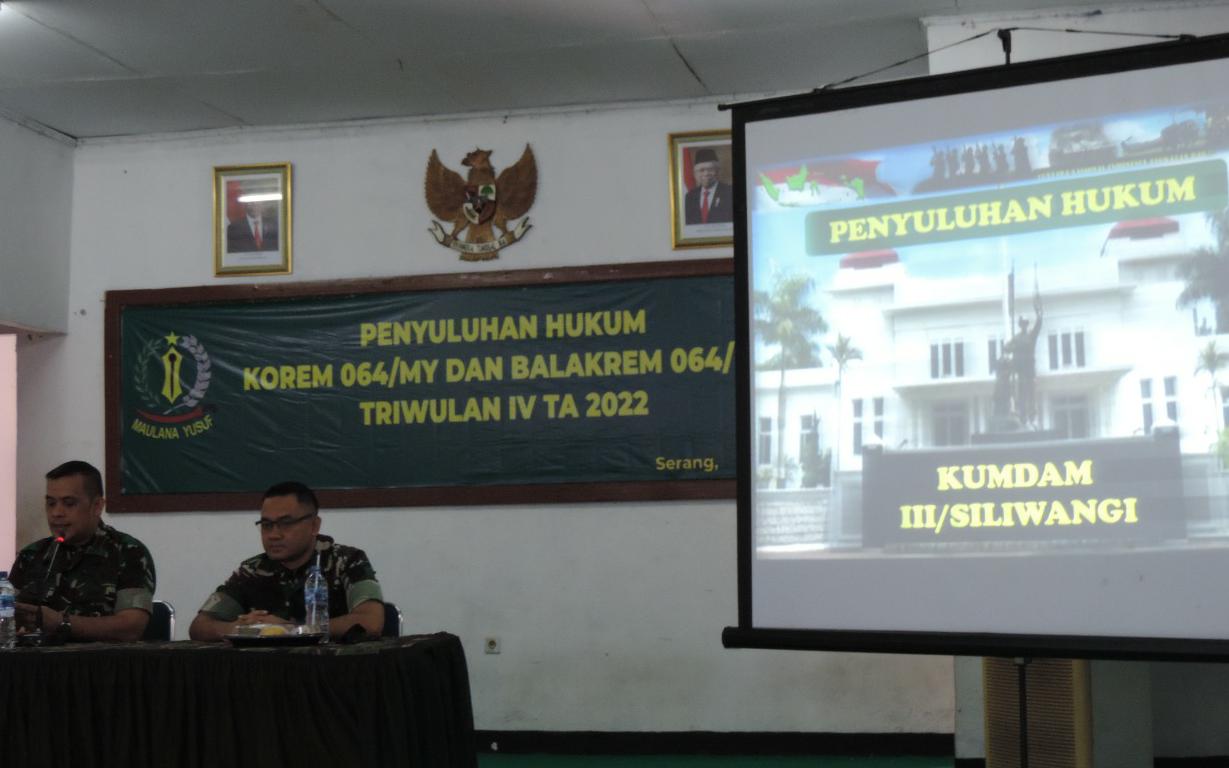 Minimalisasi Pelanggaran oleh Anggota, Korem 064/MY Gelar Penyuluhan Hukum penyuluhan hukum