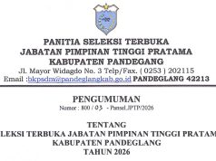 Pengumuman Seleksi Terbuka Jabatan Pimpinan Tinggi Pratama Kabupaten Pandeglang Tahun 2026