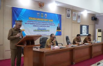 Perkuat Kepastian Batas Wilayah dengan Kabupaten Lebak, Pemkab Pandeglang Luncurkan Program ‘Geber Lapor’ Penandatanganan berita acara kesepakatan hasil verifikasi penegasan batas wilayah